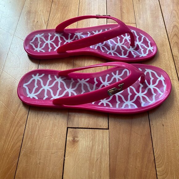 VINEYARD VINES Girls Hot Pink Jelly Flip Flop Sandals Size 3 F29 - Picture 1 of 5